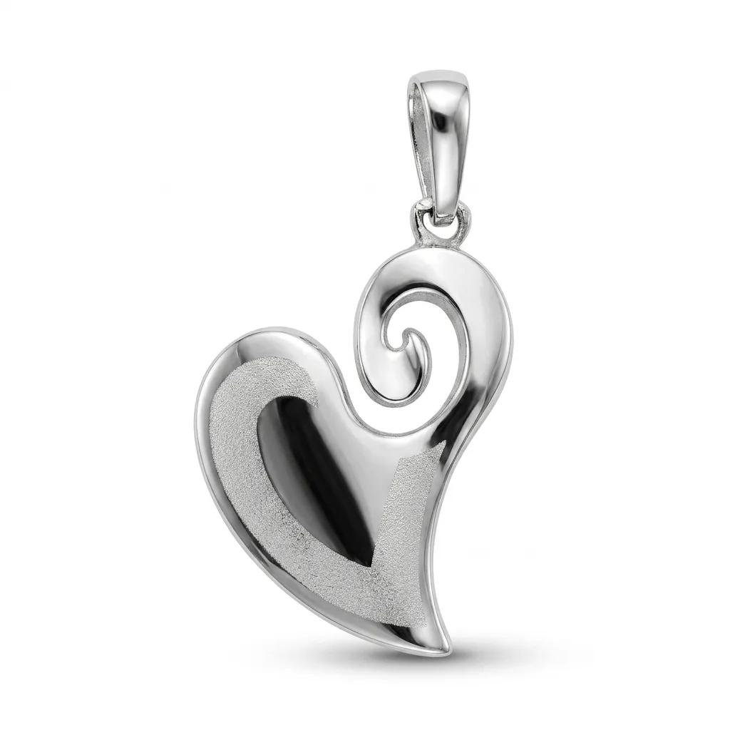 Spiral Heart Pendant in 18ct White Gold