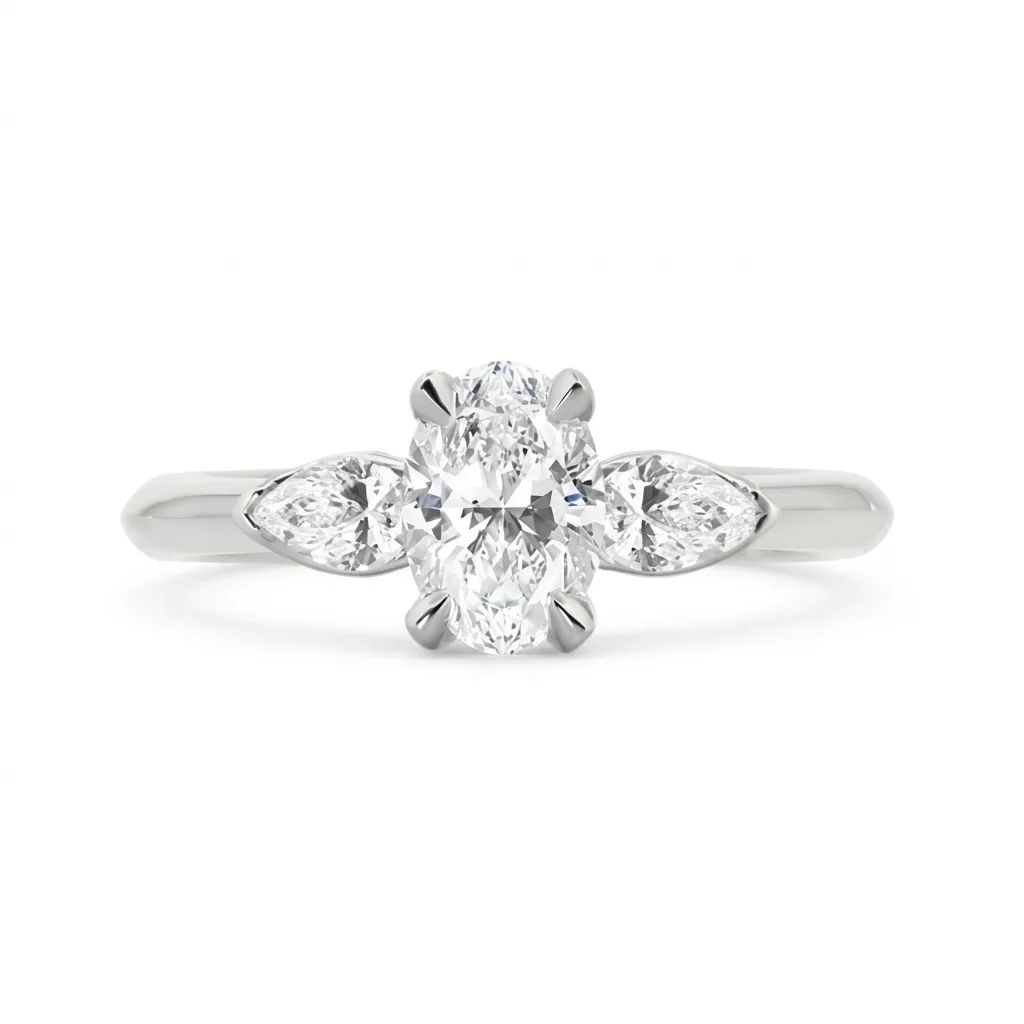 Trilogy Oval Ring in 950 Platinum, XXN Pears & Diamonds