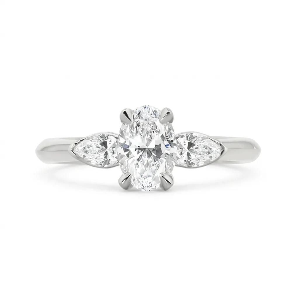 Trilogy Oval Ring in 950 Platinum, XXN Pears & Diamonds