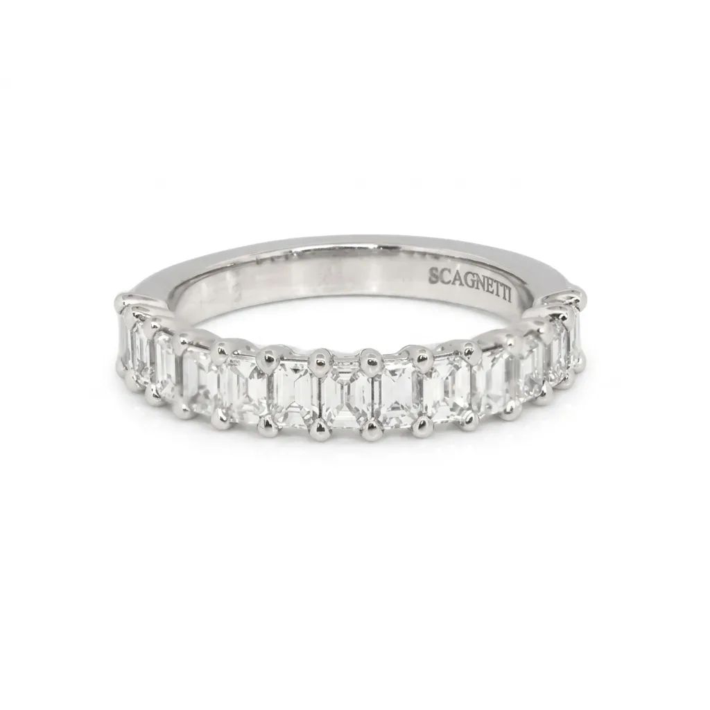 Emerald & Diamond Eternity Ring in 950 Platinum