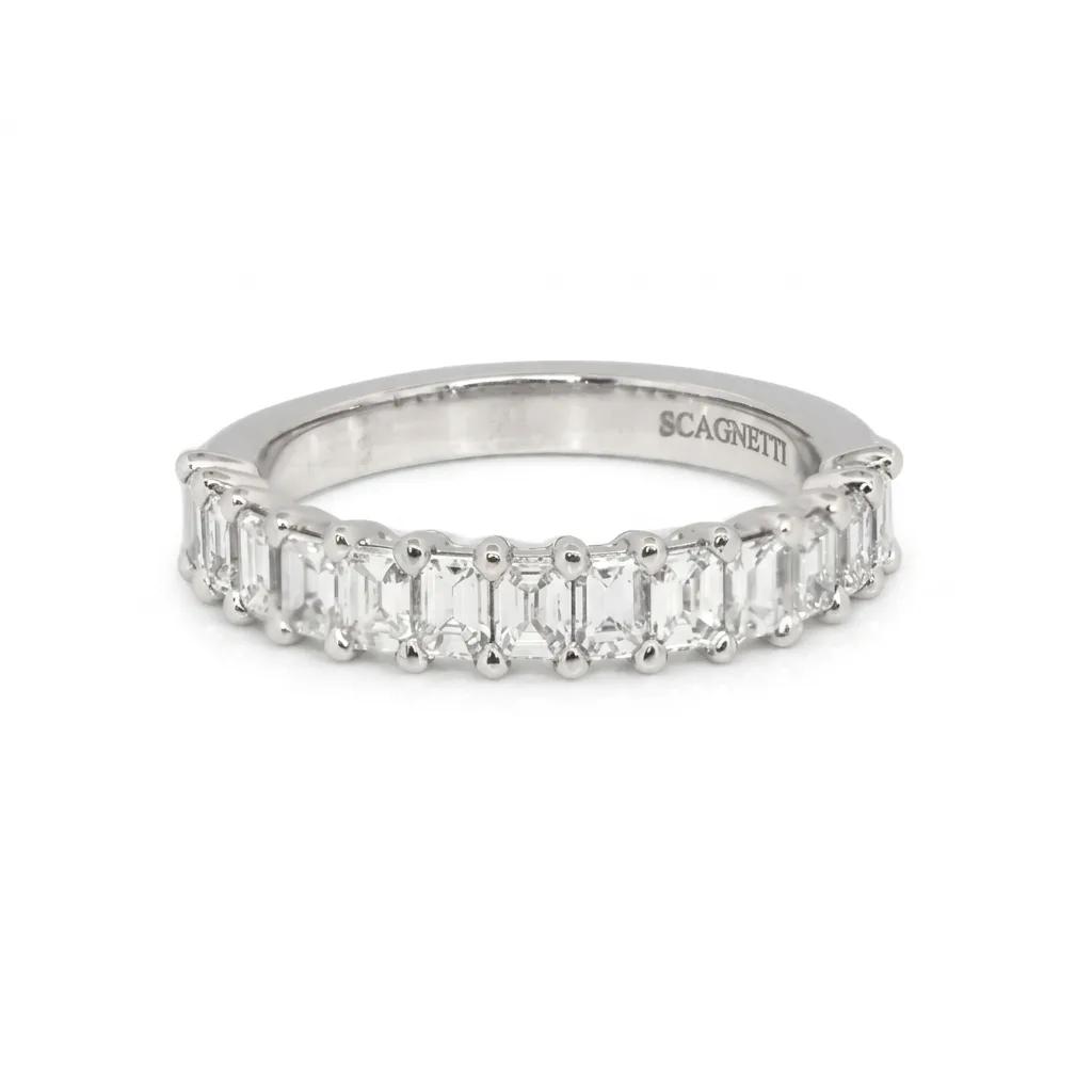 Emerald & Diamond Eternity Ring in 950 Platinum