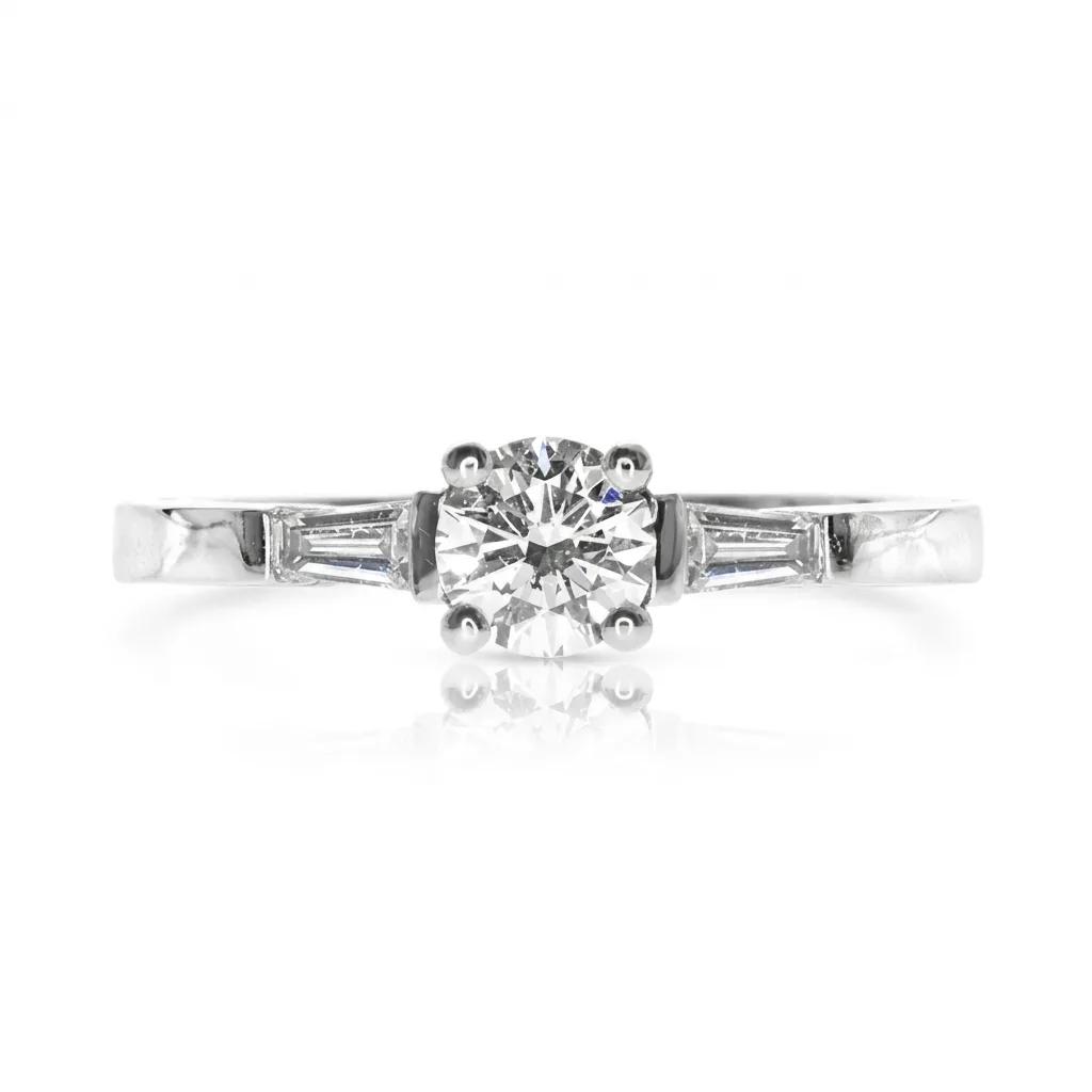 Round Tap Baguette Diamond Ring in 950 Platinum