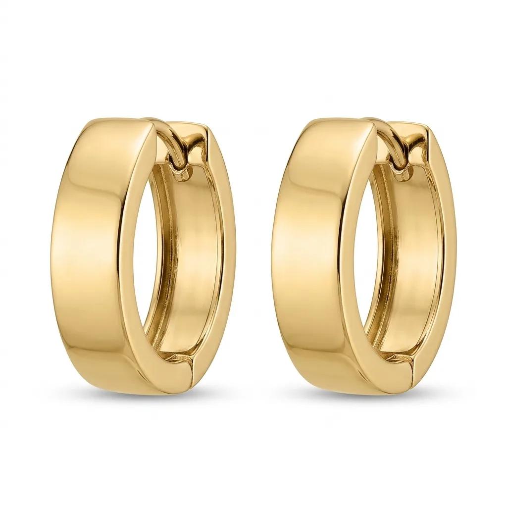 Square Round Huggie Earrings in 9ct Yellow Gold