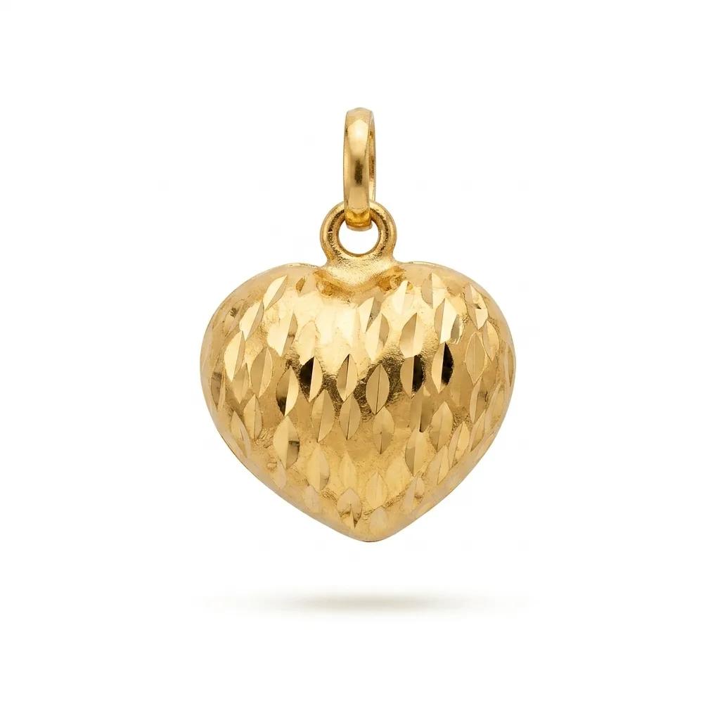 Textured Heart Pendant in 18ct Yellow Gold