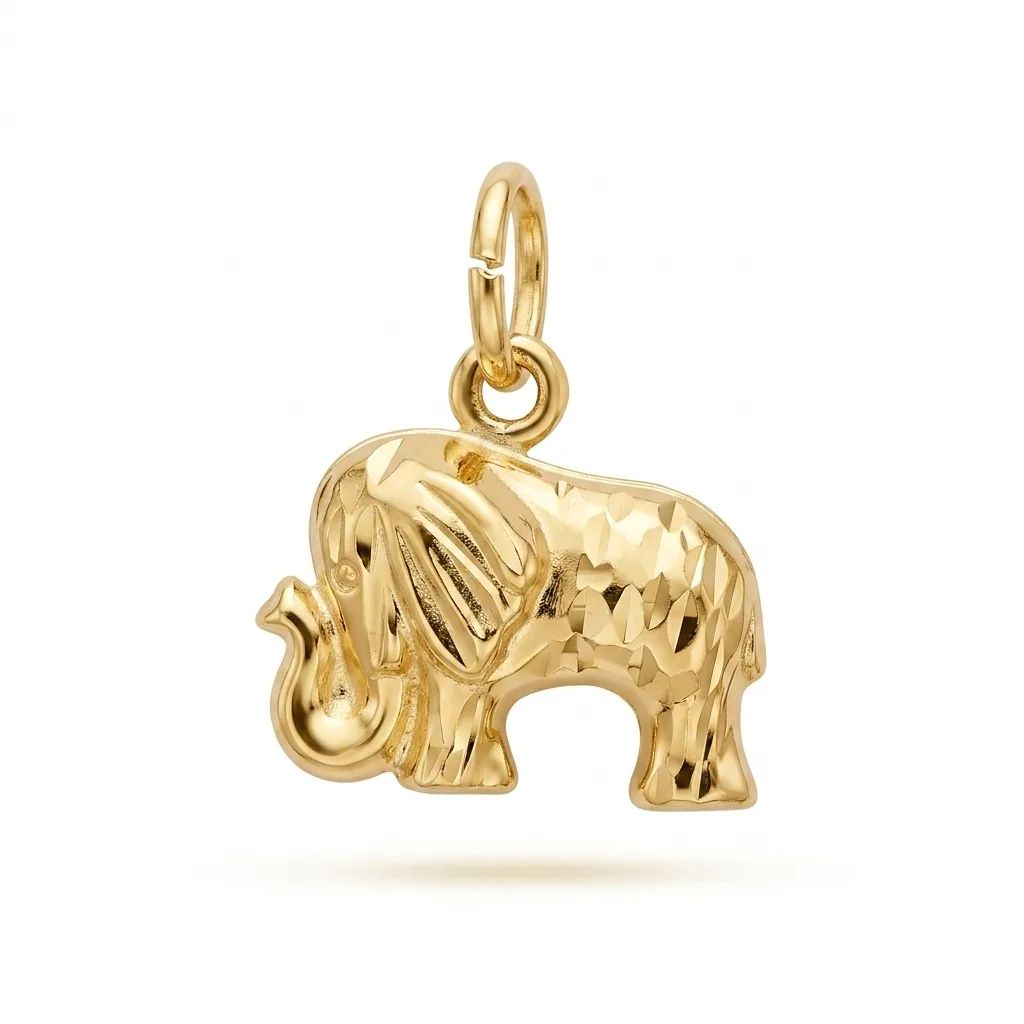 Two Sided Little Elephant Pendant in 18ct Yellow Gold