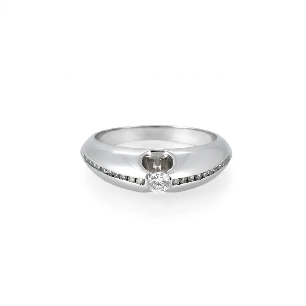 Tension Single Row Channel Ring in 18ct White Gold