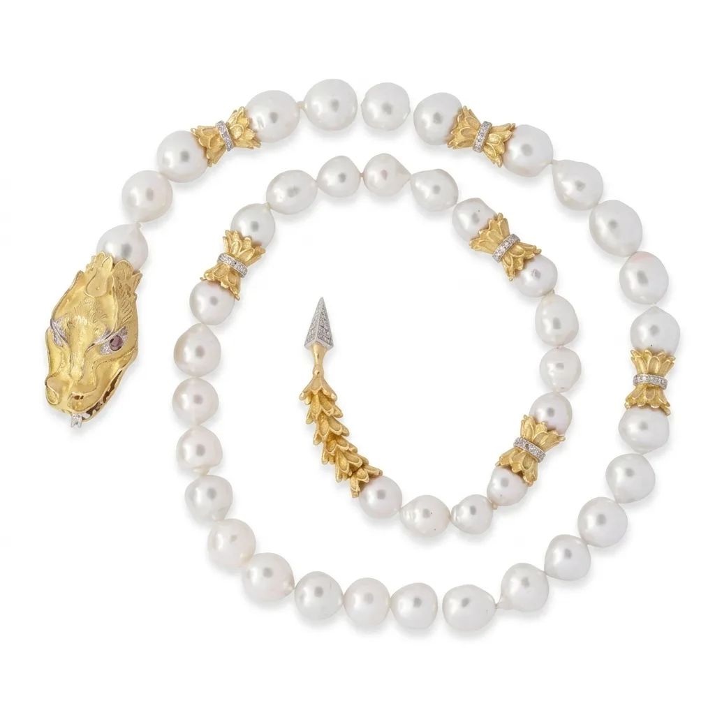 Dragon King Cognac & Diamond Multi-Strand Necklace in 18ct Yellow Gold, 64cm