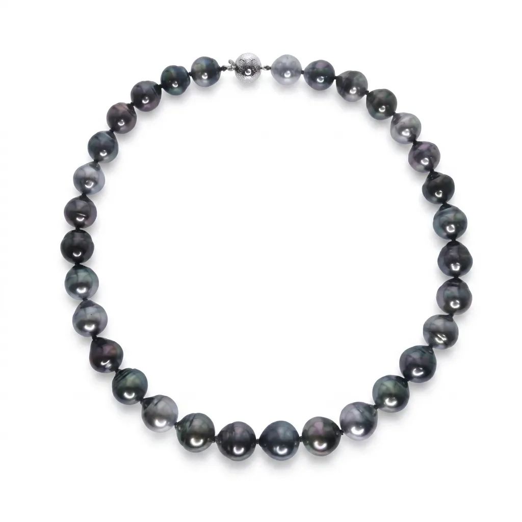 Tahitian Pearl Baroque Strand Necklace in 18ct White Gold, 46cm