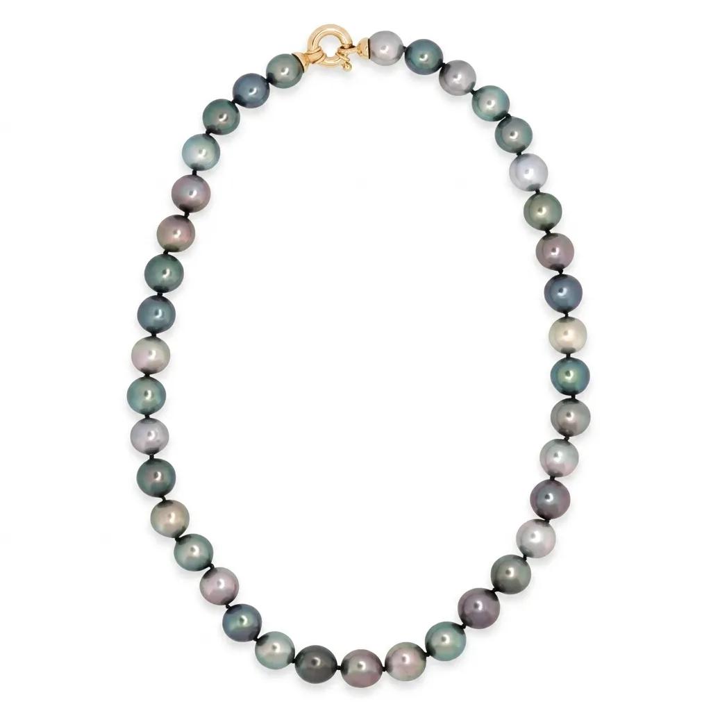 Mixed Colour Tahitian Pearl Multi-Strand Necklace with Round Clasp in 18ct Yellow Gold
