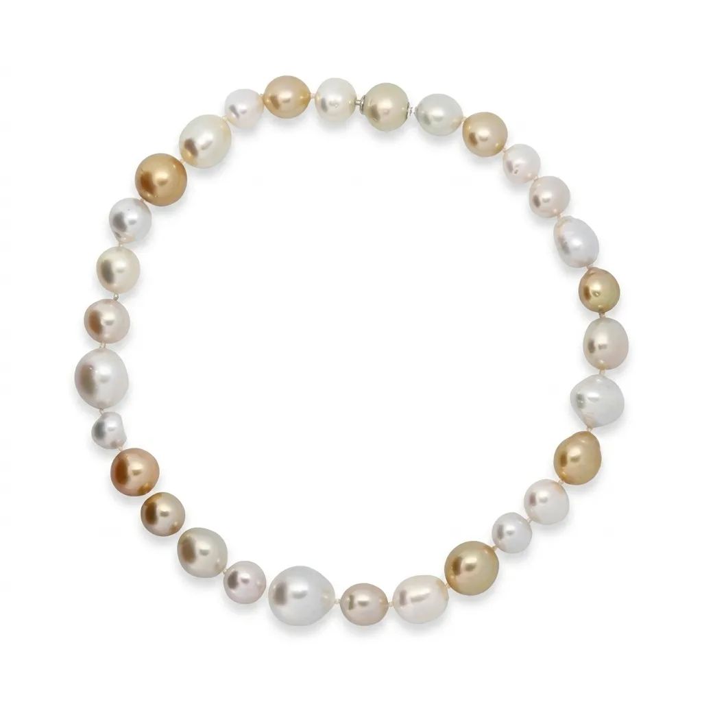 Invisible Strand Baroque Pearl Necklace in 18ct White Gold
