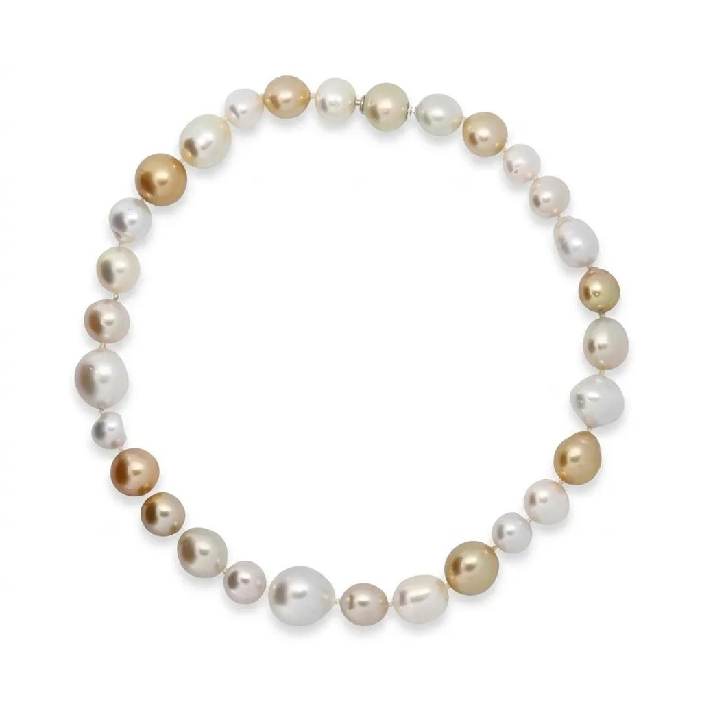 Invisible Strand Baroque Pearl Necklace in 18ct White Gold