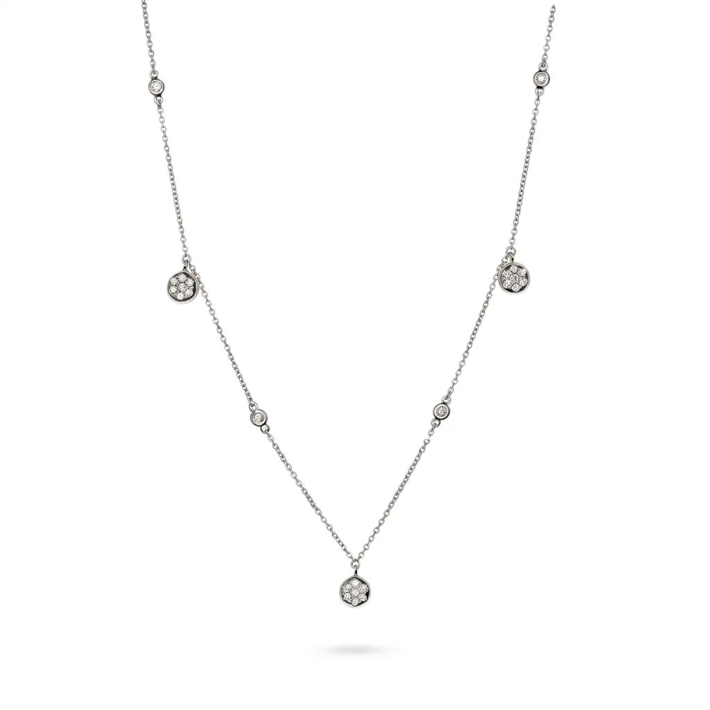 Diamond Circle Charms Necklace in 18ct White Gold