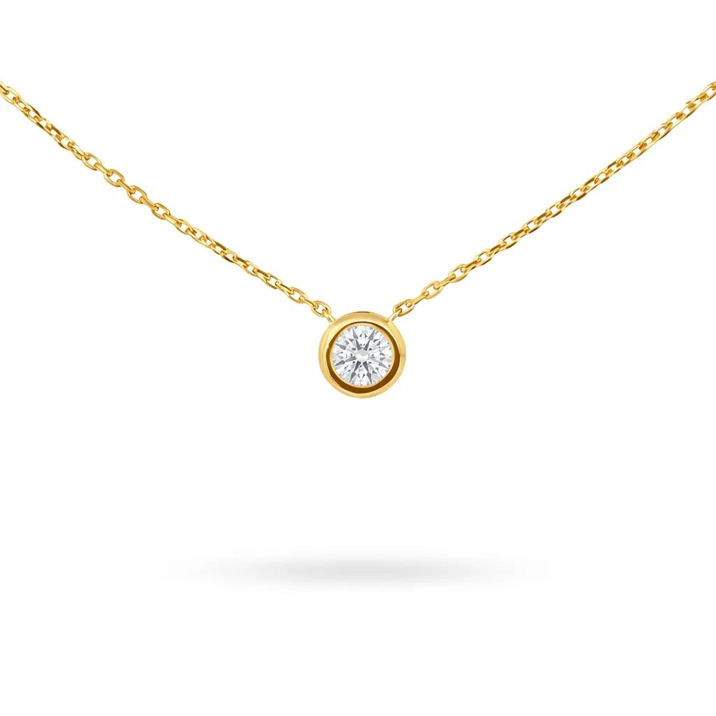 Bezel-Set Diamond Pendant Necklace in 18ct Gold, 42-45cm