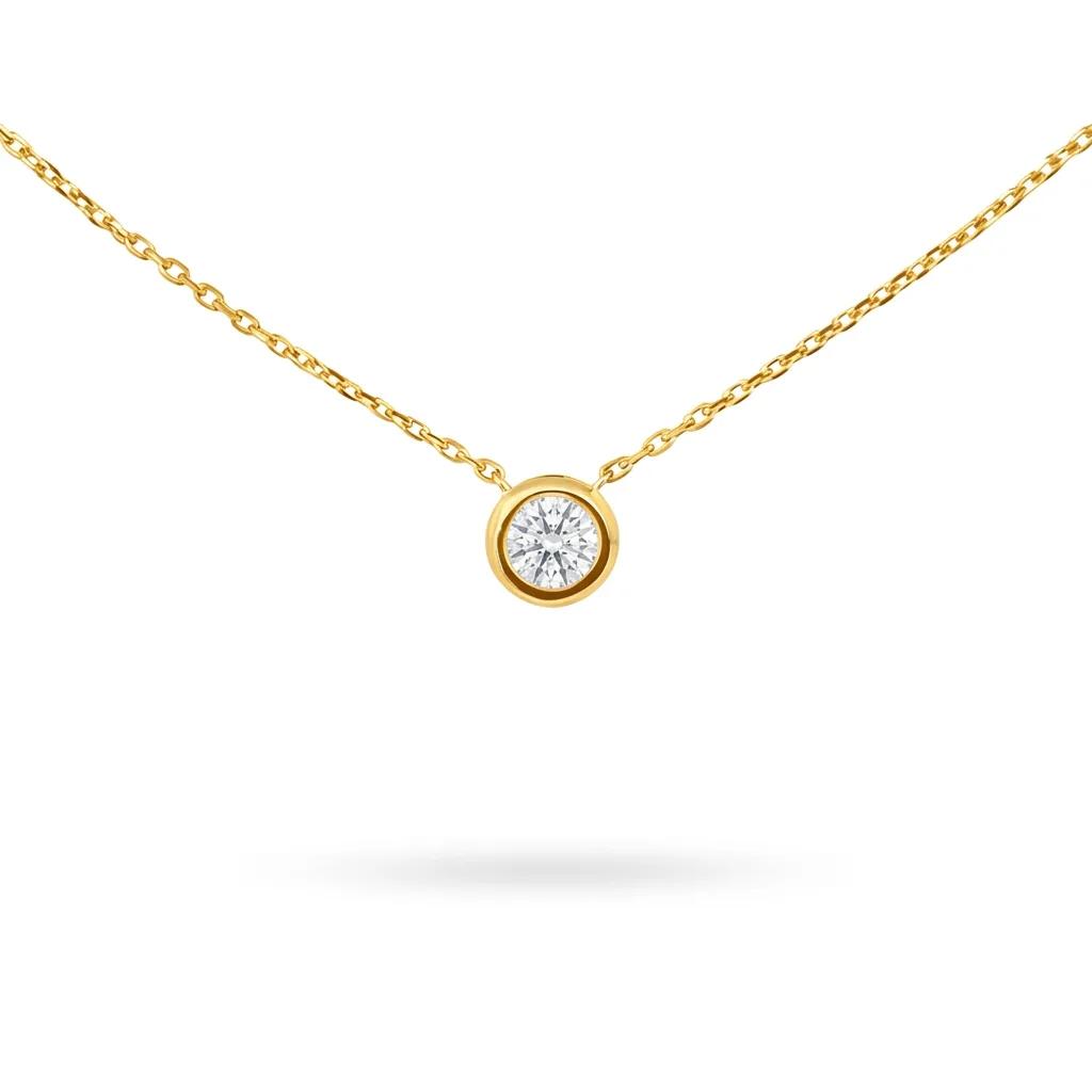 Bezel-Set Diamond Pendant Necklace in 18ct Gold, 42-45cm