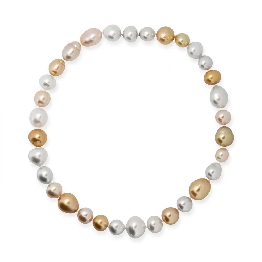 Invisible Strand Baroque Necklace in 18ct White Gold