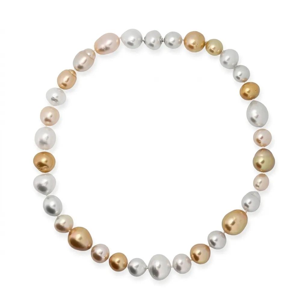Invisible Strand Baroque Necklace in 18ct White Gold