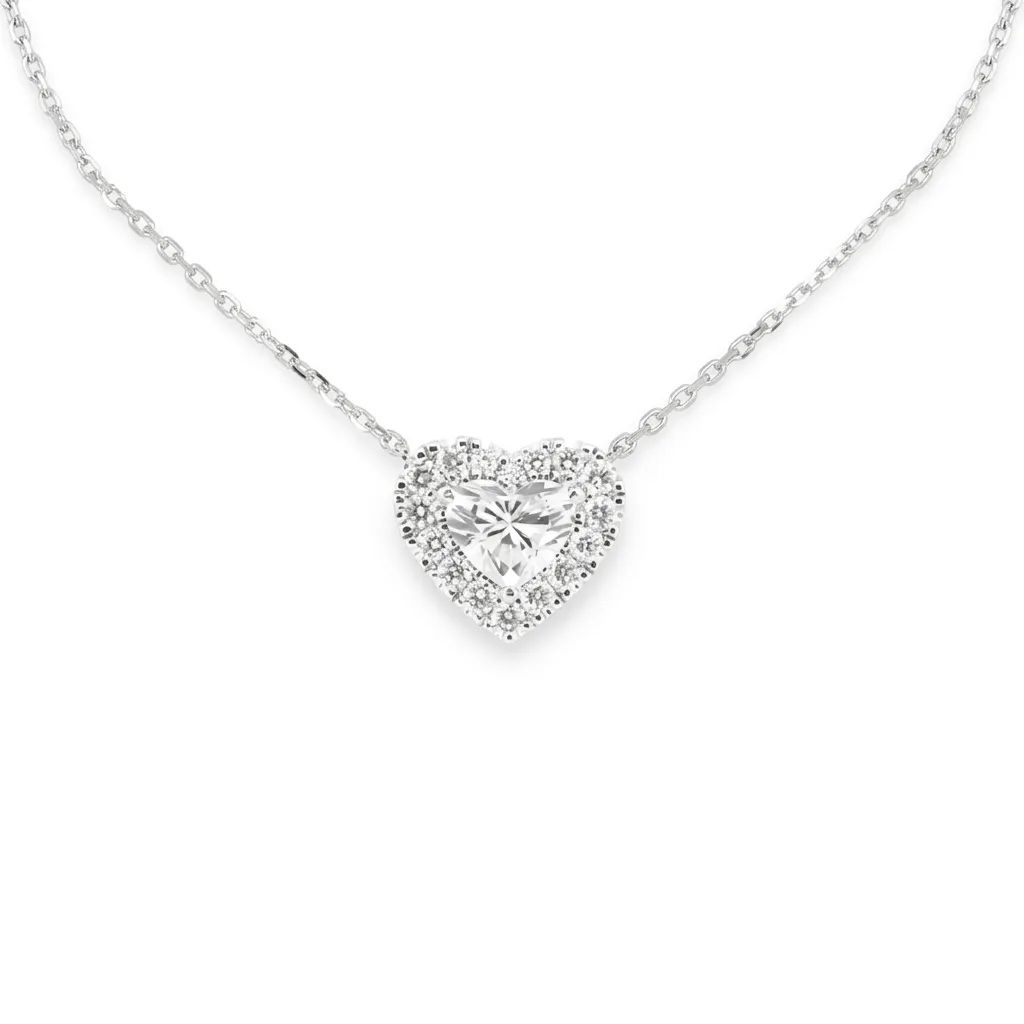 Heart-cut Diamond Necklace in 950 Platinum, GIA XXN