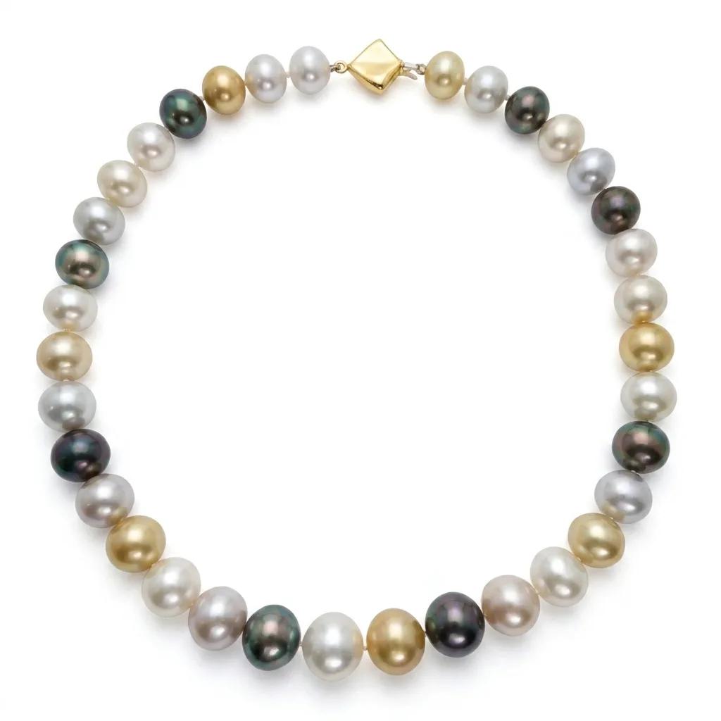 Mixed South Sea Pearl Multi-Strand Necklace in 18ct Yellow Gold, 46cm