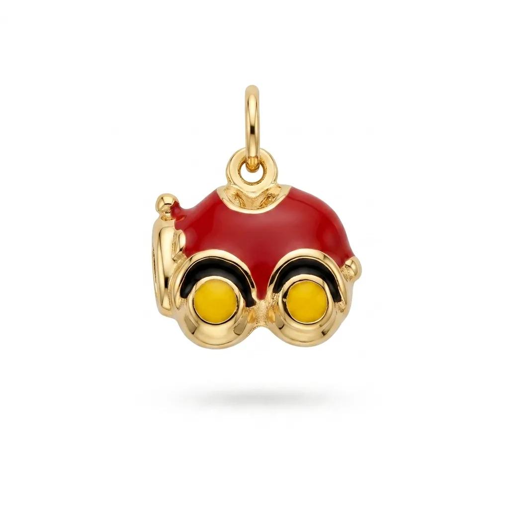 Car Enamel Pendant in 9ct Yellow Gold with Diamonds