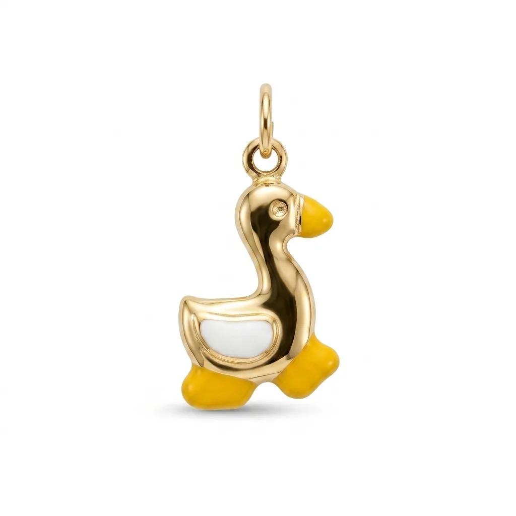 Duck Enamel & Diamond Pendant in 9ct Gold