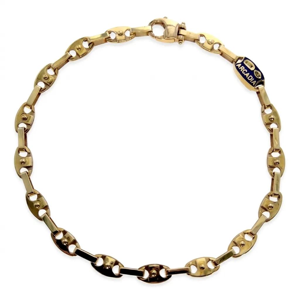 Marine Enamel Oval Straight Bracelet in 18ct Yellow Gold, 21.5cm