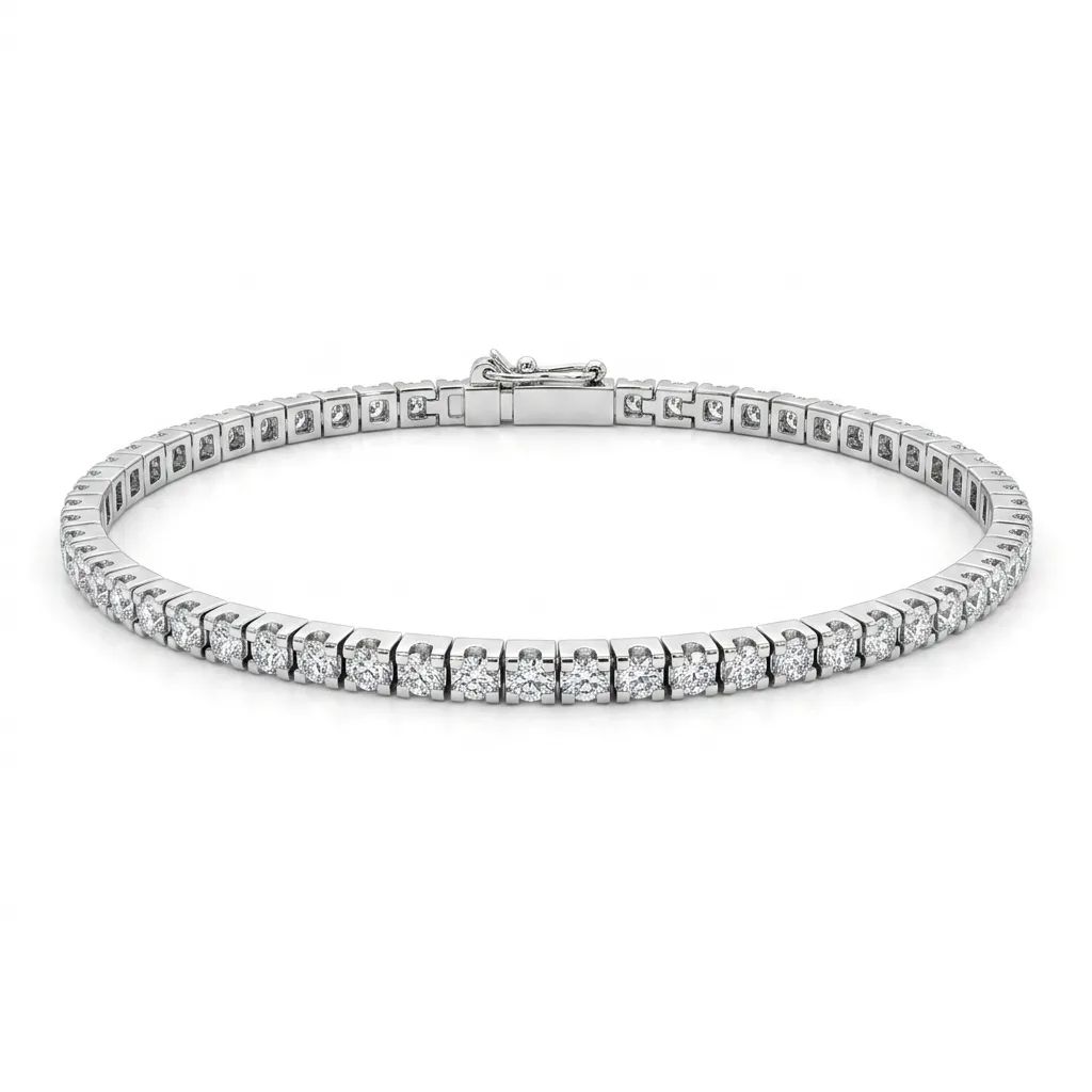 Tennis Bracelet in 18k White Gold, 17.5cm