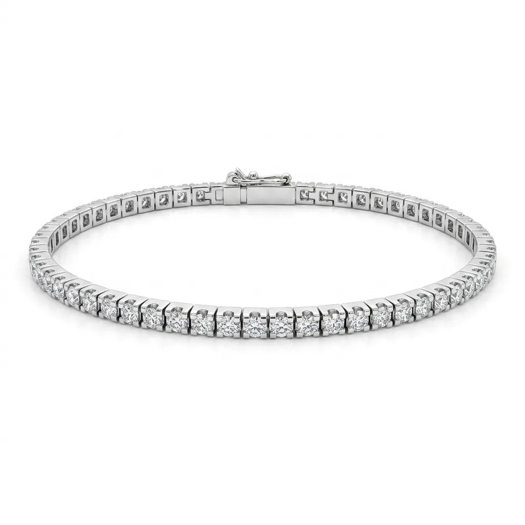 Tennis Bracelet in 18k White Gold, 17.5cm