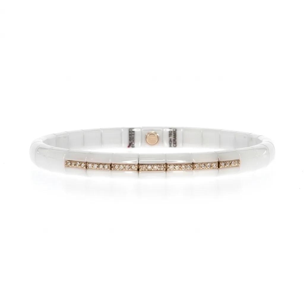 Brown Ceramic & Diamond Row Bracelet in 18ct Rose Gold