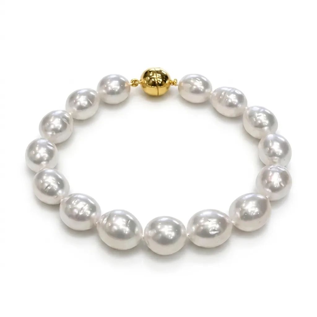 9ct Gold Bracelet with Broome Pearl & Magnet Clasp