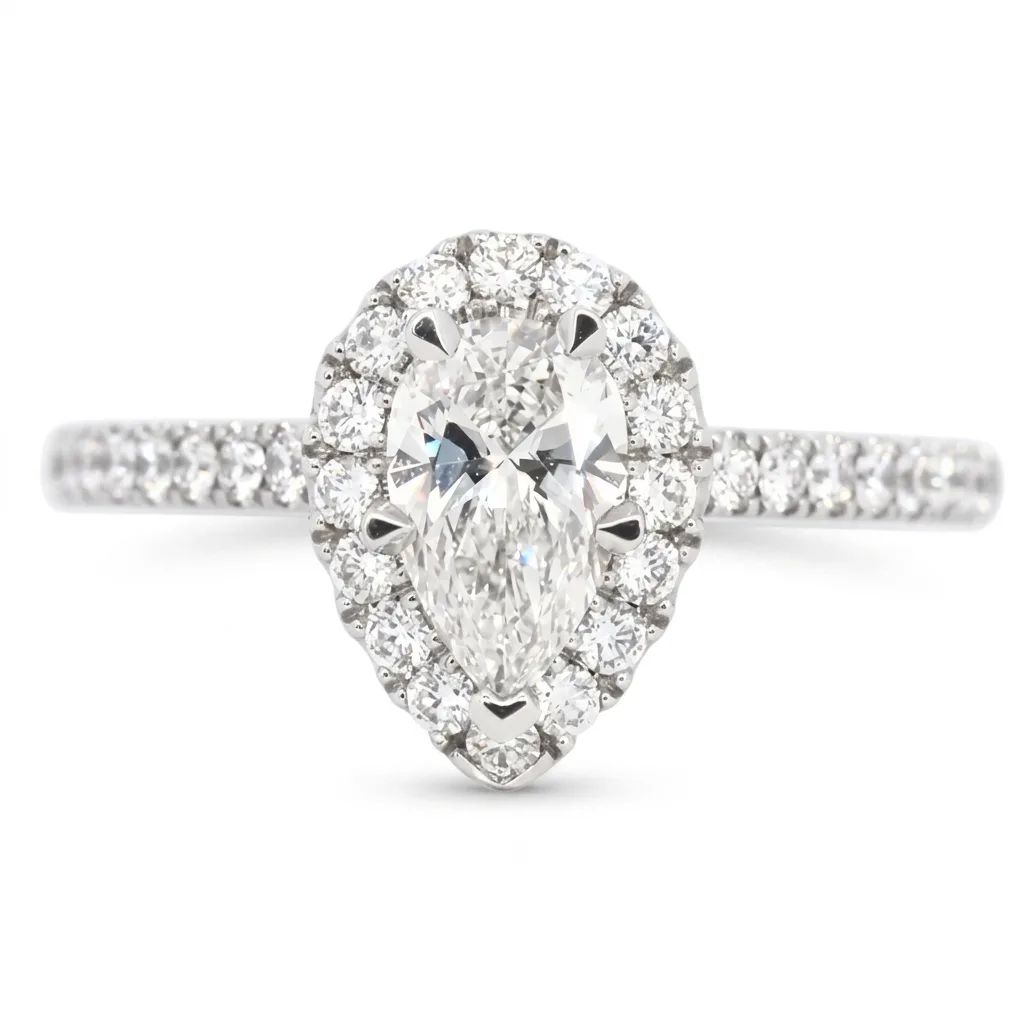 Pear Halo Engagement Ring in 950 Platinum