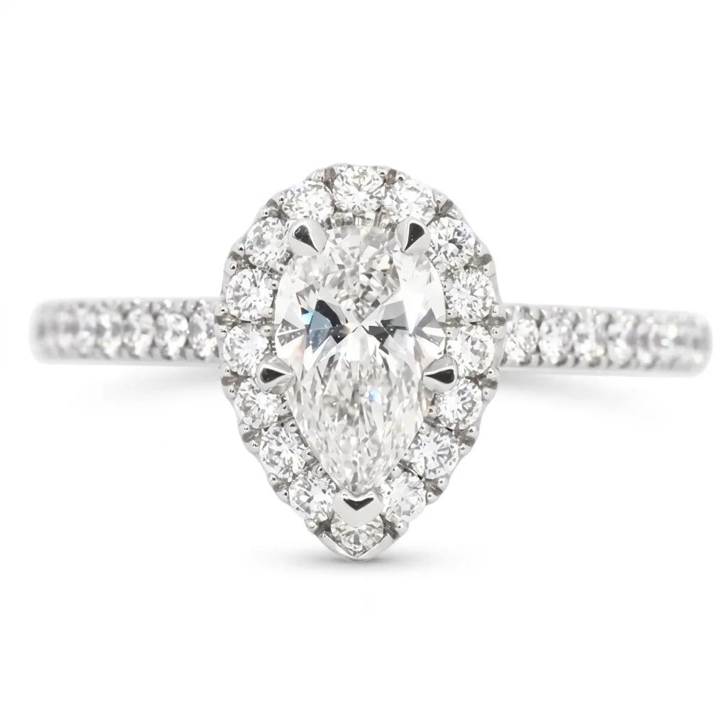 Pear Halo Engagement Ring in 950 Platinum