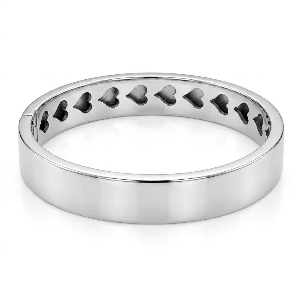 9ct White Gold Bangle with Cutout Heart Inner