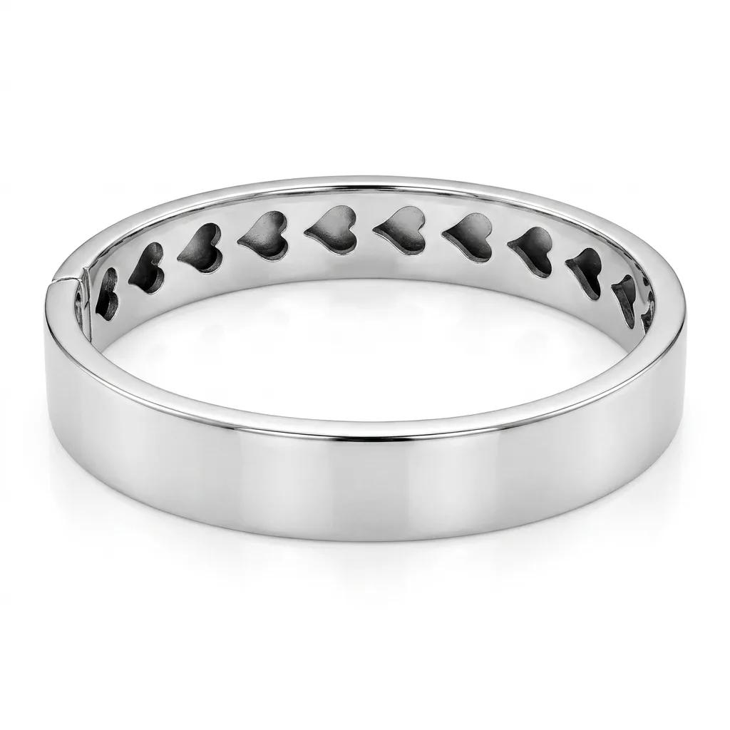 9ct White Gold Bangle with Cutout Heart Inner