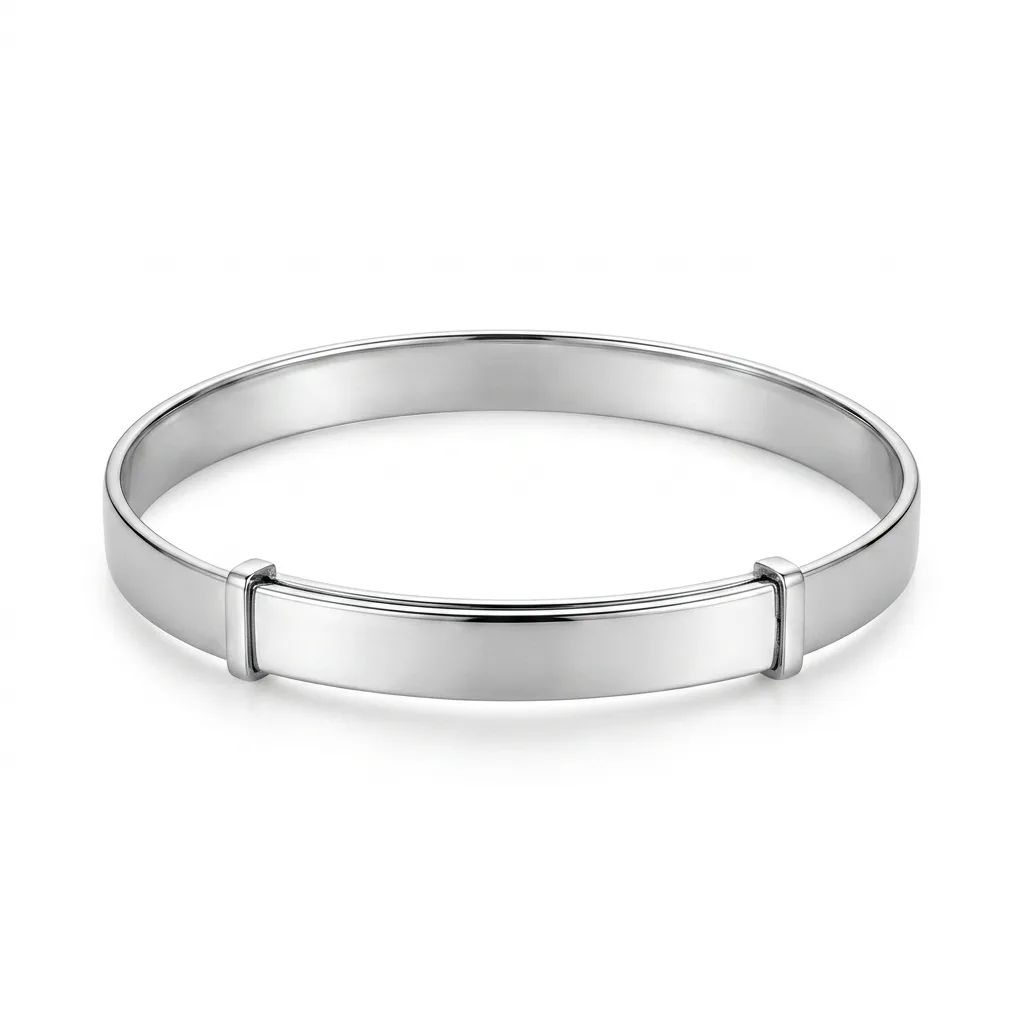 Adjustable 9ct White Gold Bangle with High-Quality Natural Diamonds