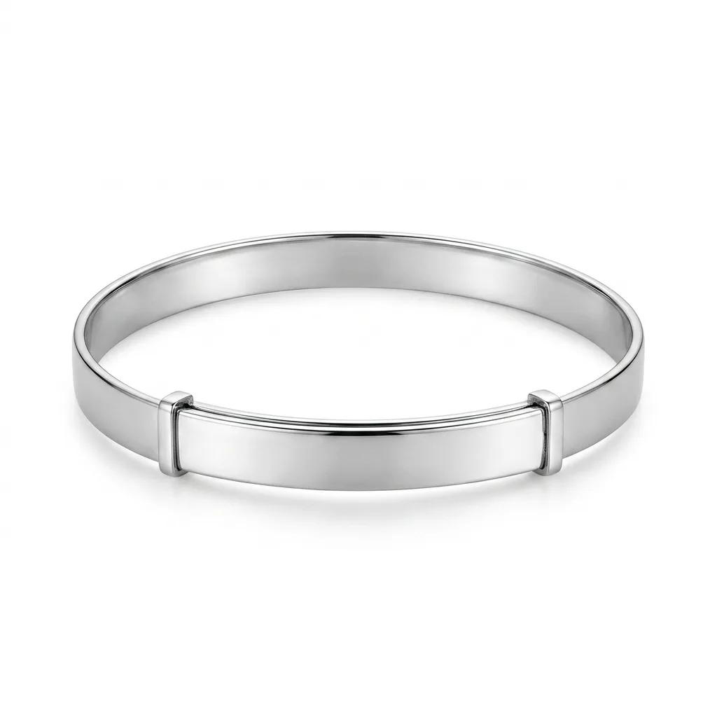 Adjustable 9ct White Gold Bangle with High-Quality Natural Diamonds
