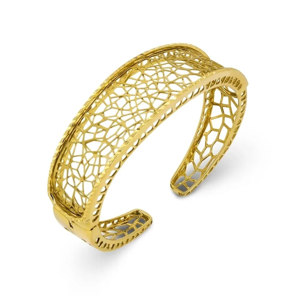 Pierced Hinged Bangle in 18ct Yellow Gold with Diamonds