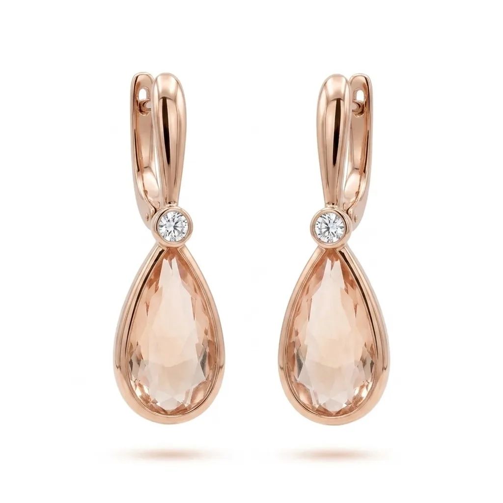 Pale Quartz & Cubic Zirconia Earrings in Sterling Silver