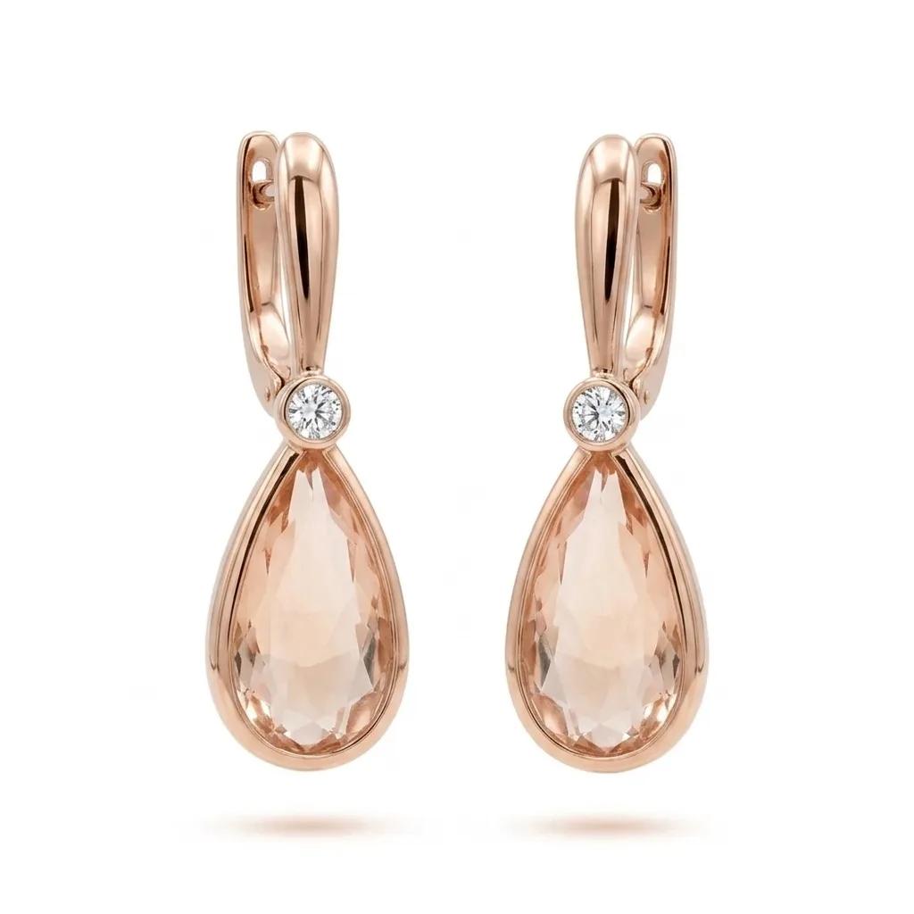 Pale Quartz & Cubic Zirconia Earrings in Sterling Silver