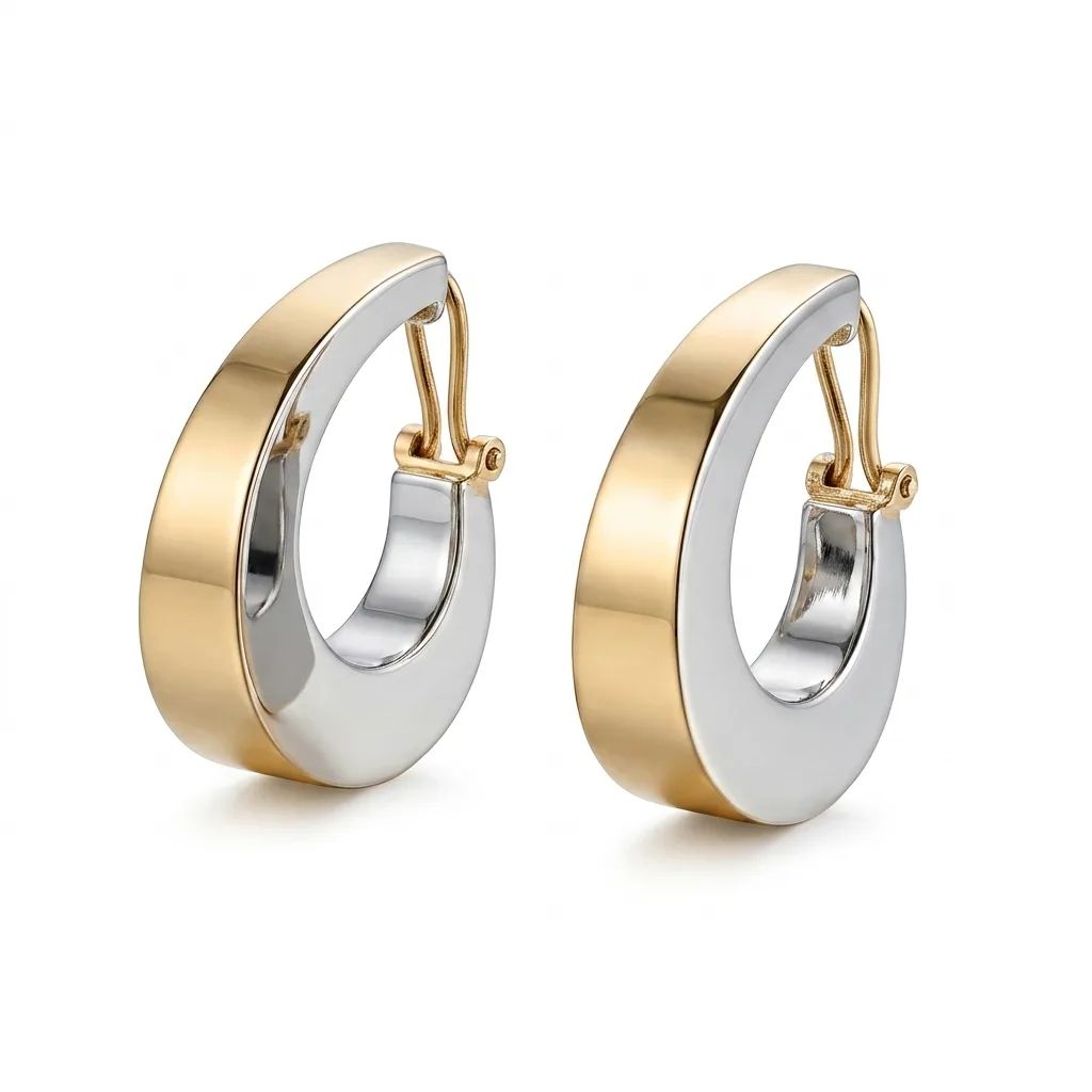Two-Tone Gold Hoop Earrings