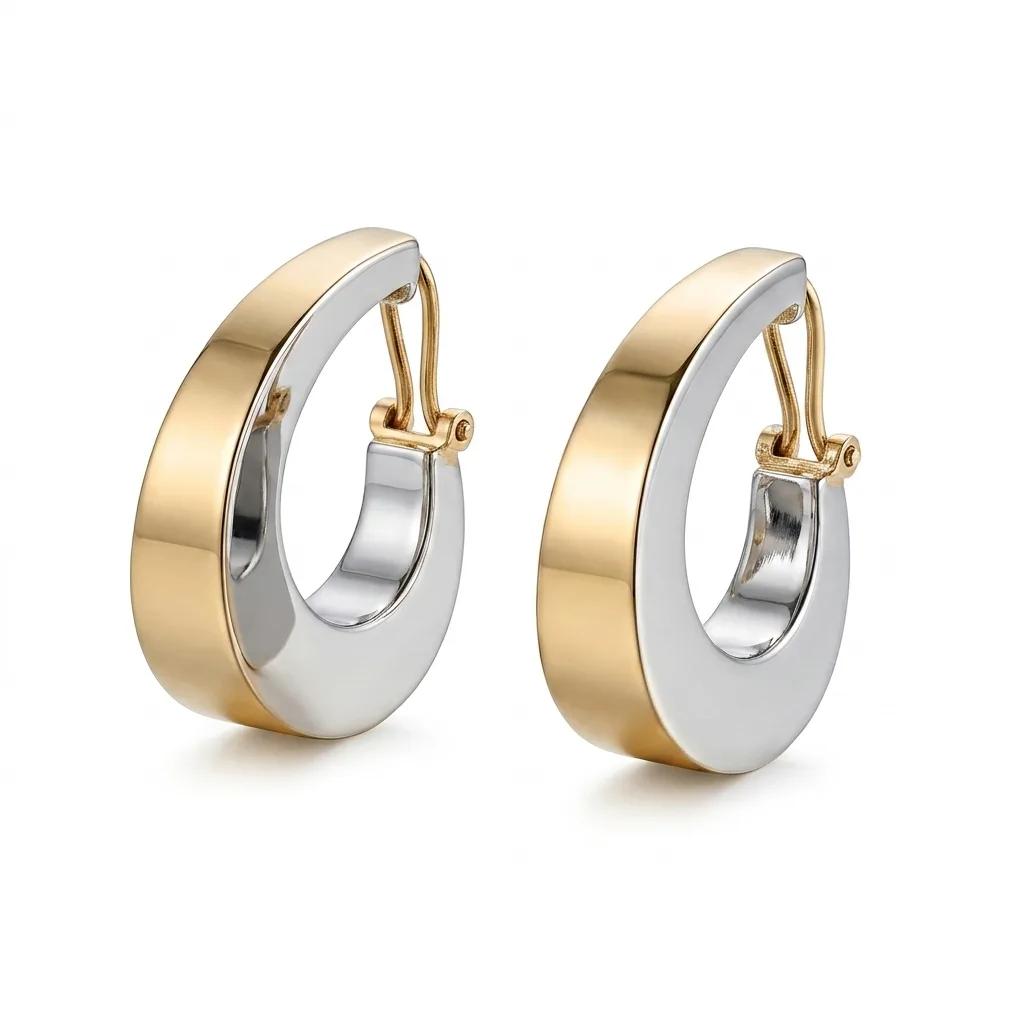 Two-Tone Gold Hoop Earrings