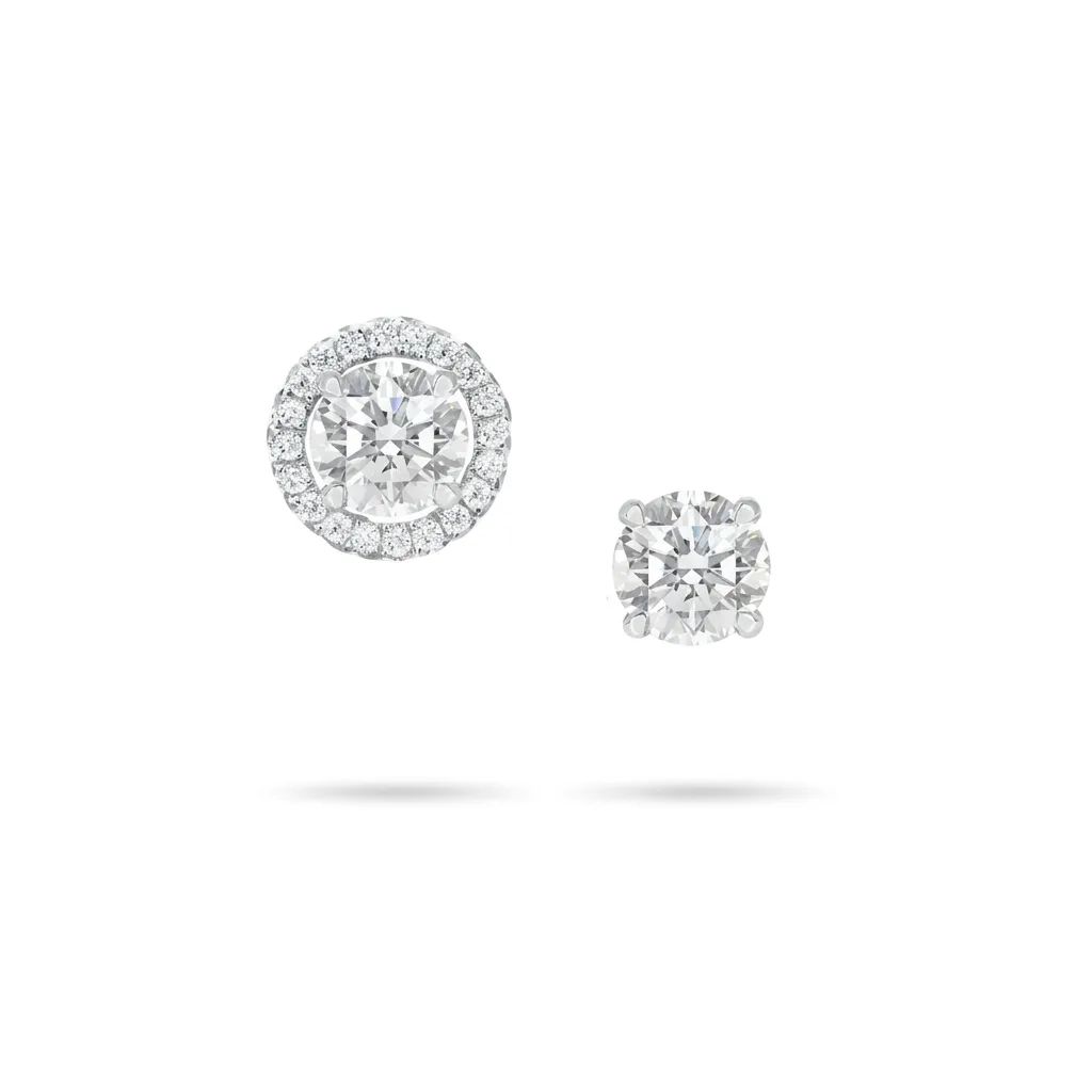 Halo Diamond Studs in 18ct White Gold, XXXN Detach