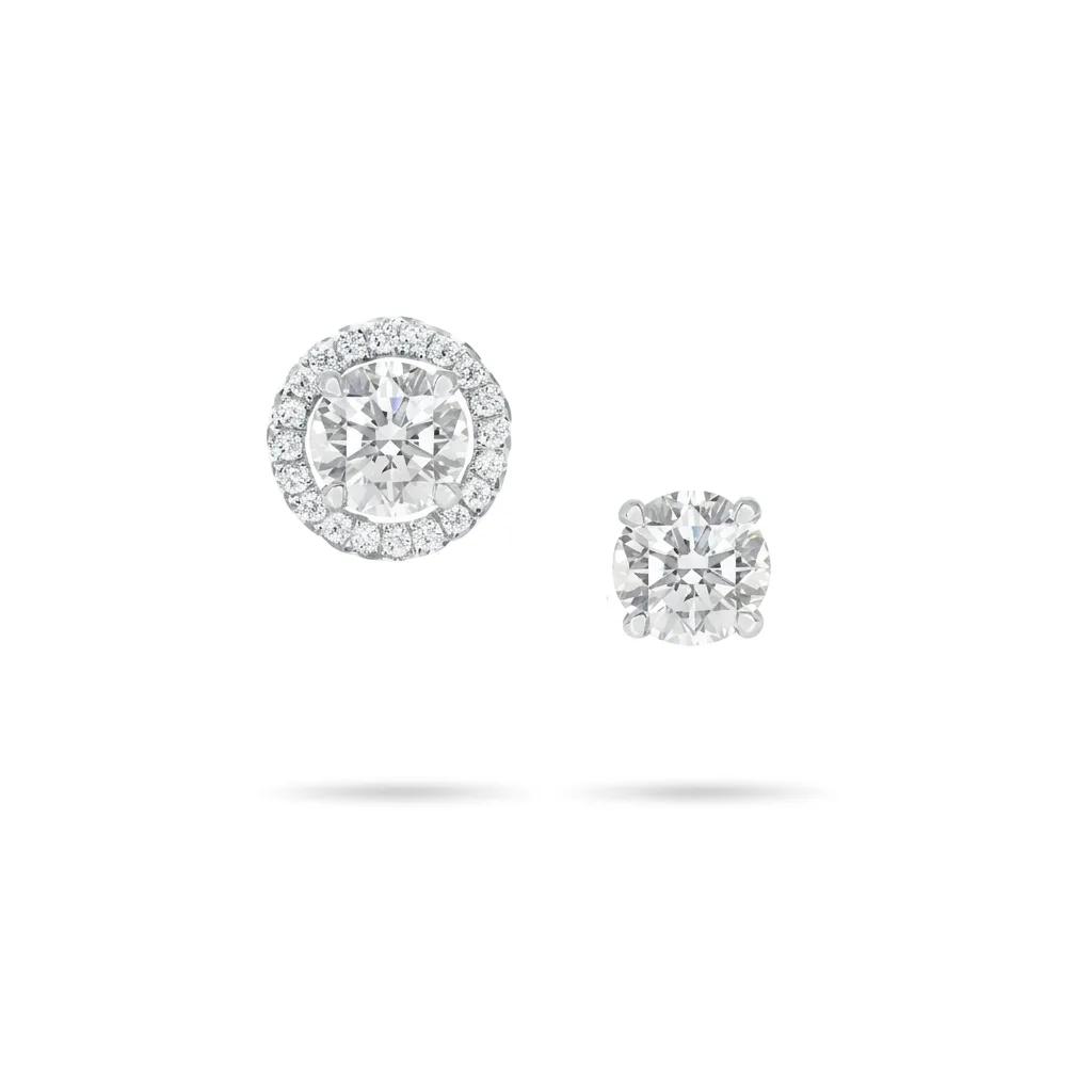 Halo Diamond Studs in 18ct White Gold, XXXN Detach