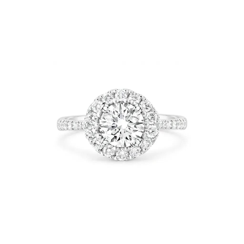 Luminosa Split Claw Halo Ring in 950 Platinum