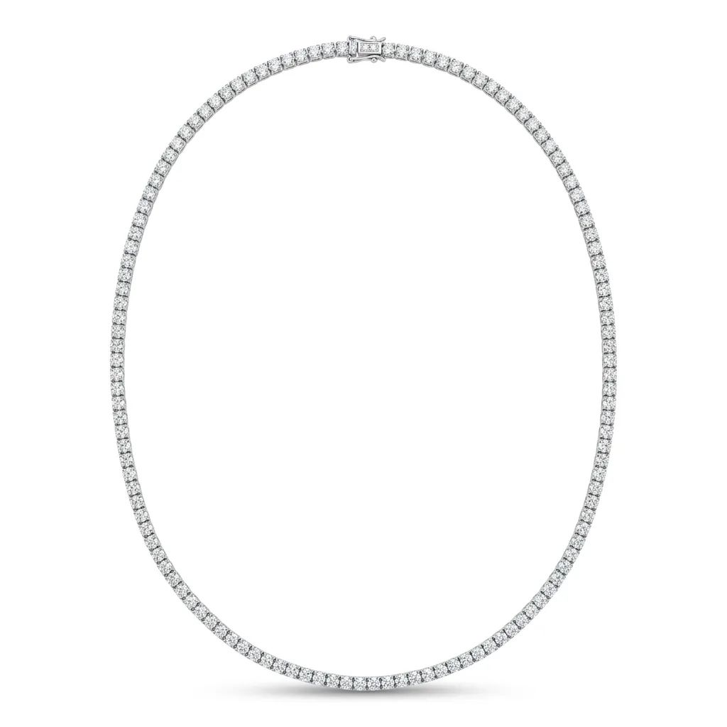Tennis Necklace in 18k White Gold