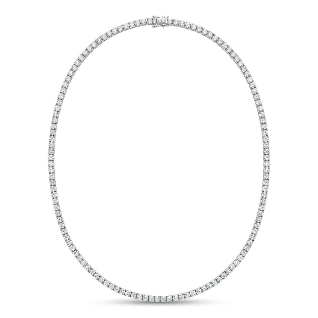 Tennis Necklace in 18k White Gold
