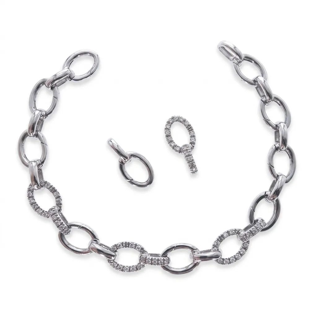 Oval Linking Bracelet in 18ct White Gold, 19.5cm