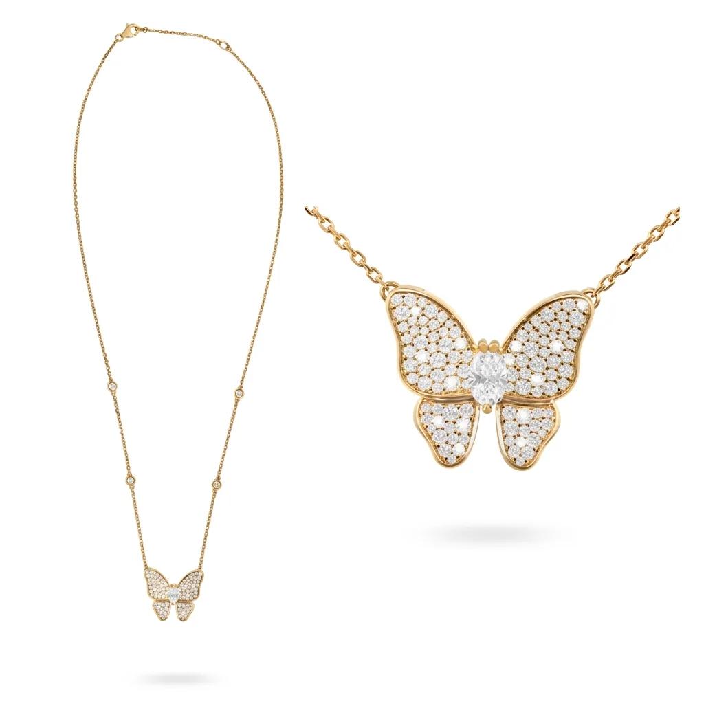 Butterfly & Bezel Floating Diamond Chain in 18ct Yellow Gold, 40-43cm