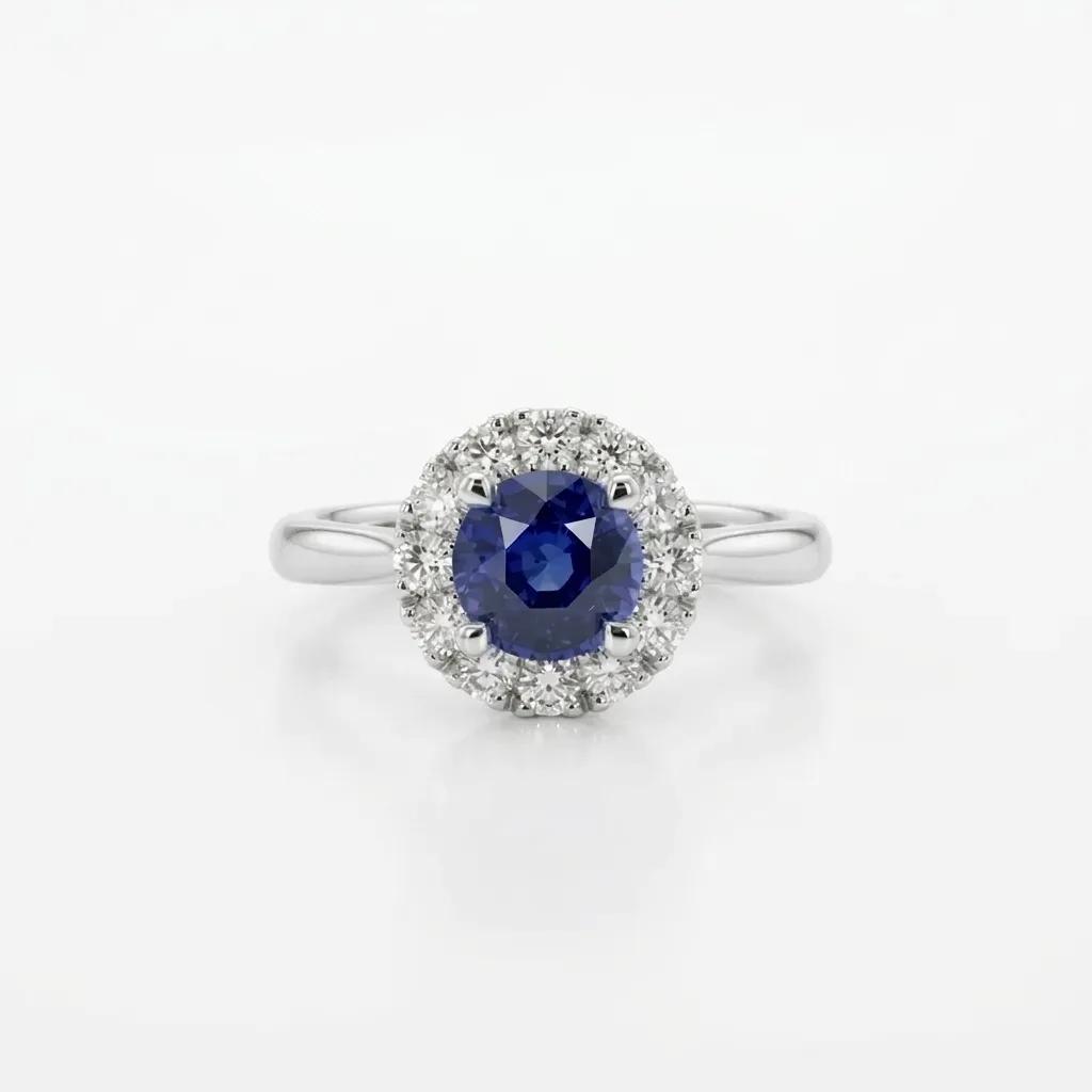 Halo Sapphire & Diamond Engagement Ring in 950 Platinum