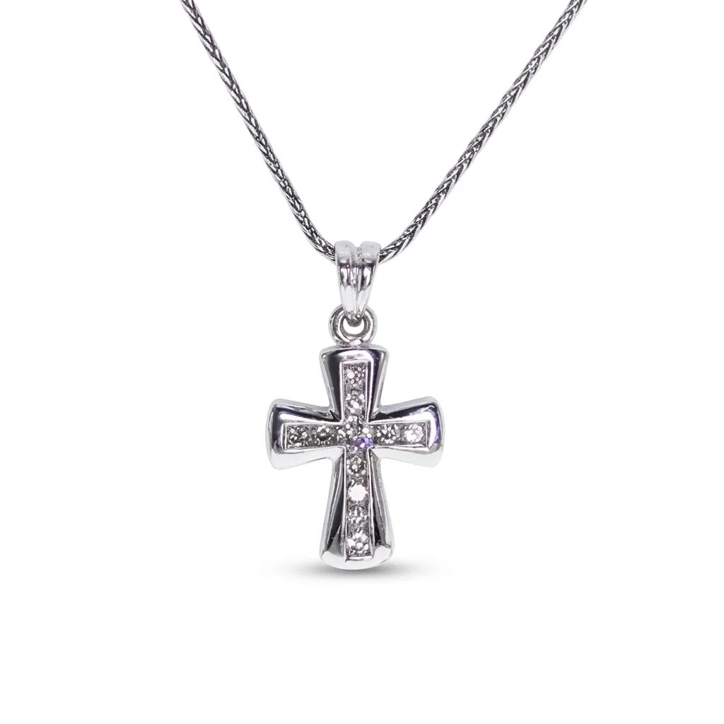 Channel Set Cross Pendant in 18ct White Gold