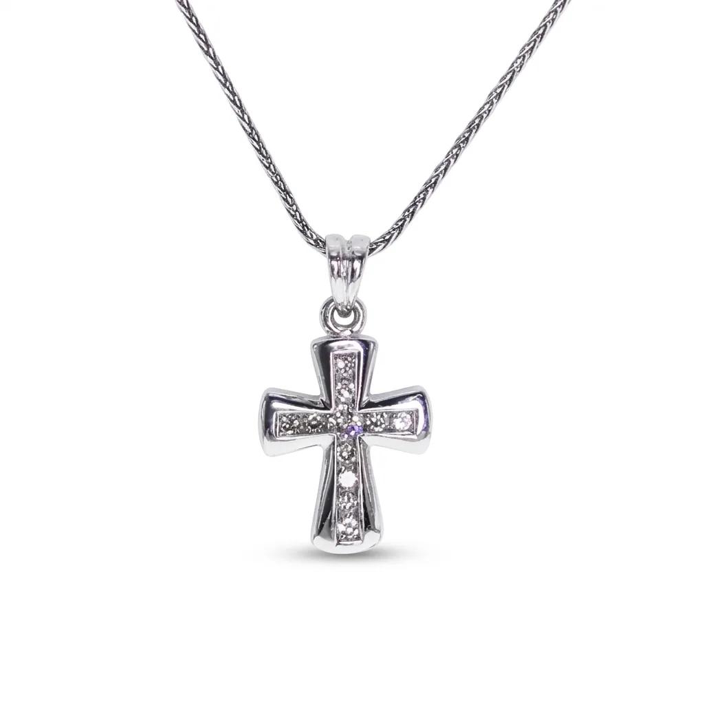 Channel Set Cross Pendant in 18ct White Gold